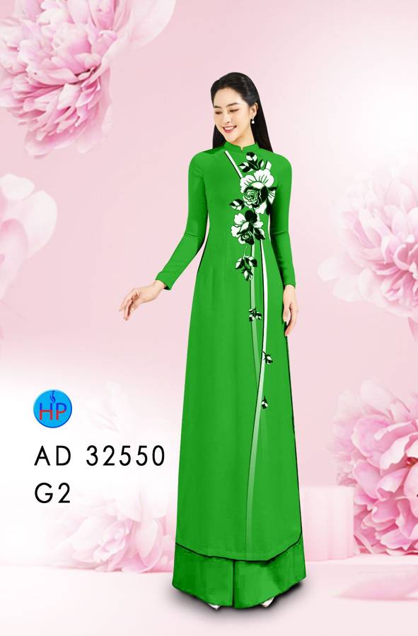 Vải Áo Dài Hoa In 3D AD 32550 8